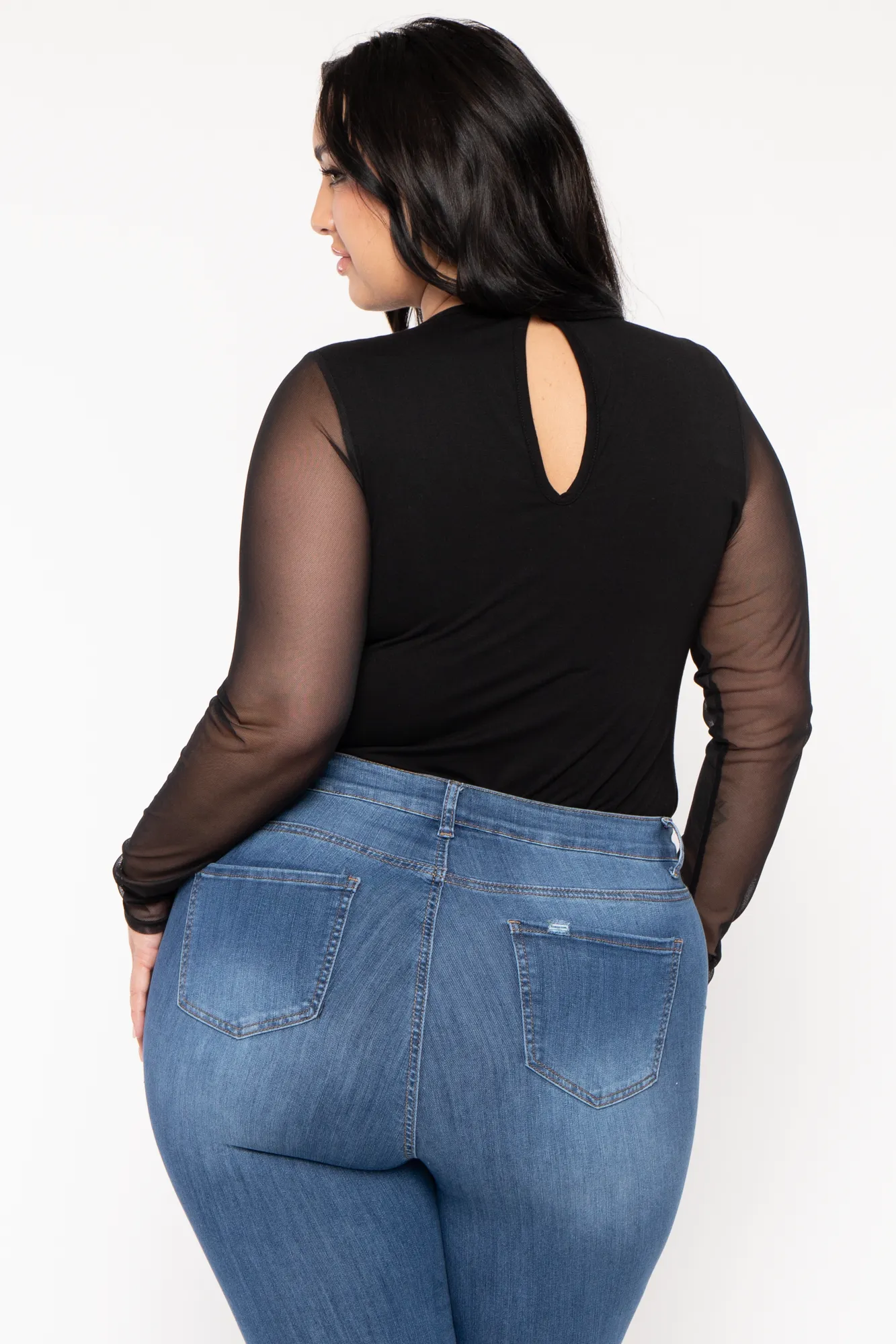 Plus Size Rica Asymmetric Bodysuit- Black