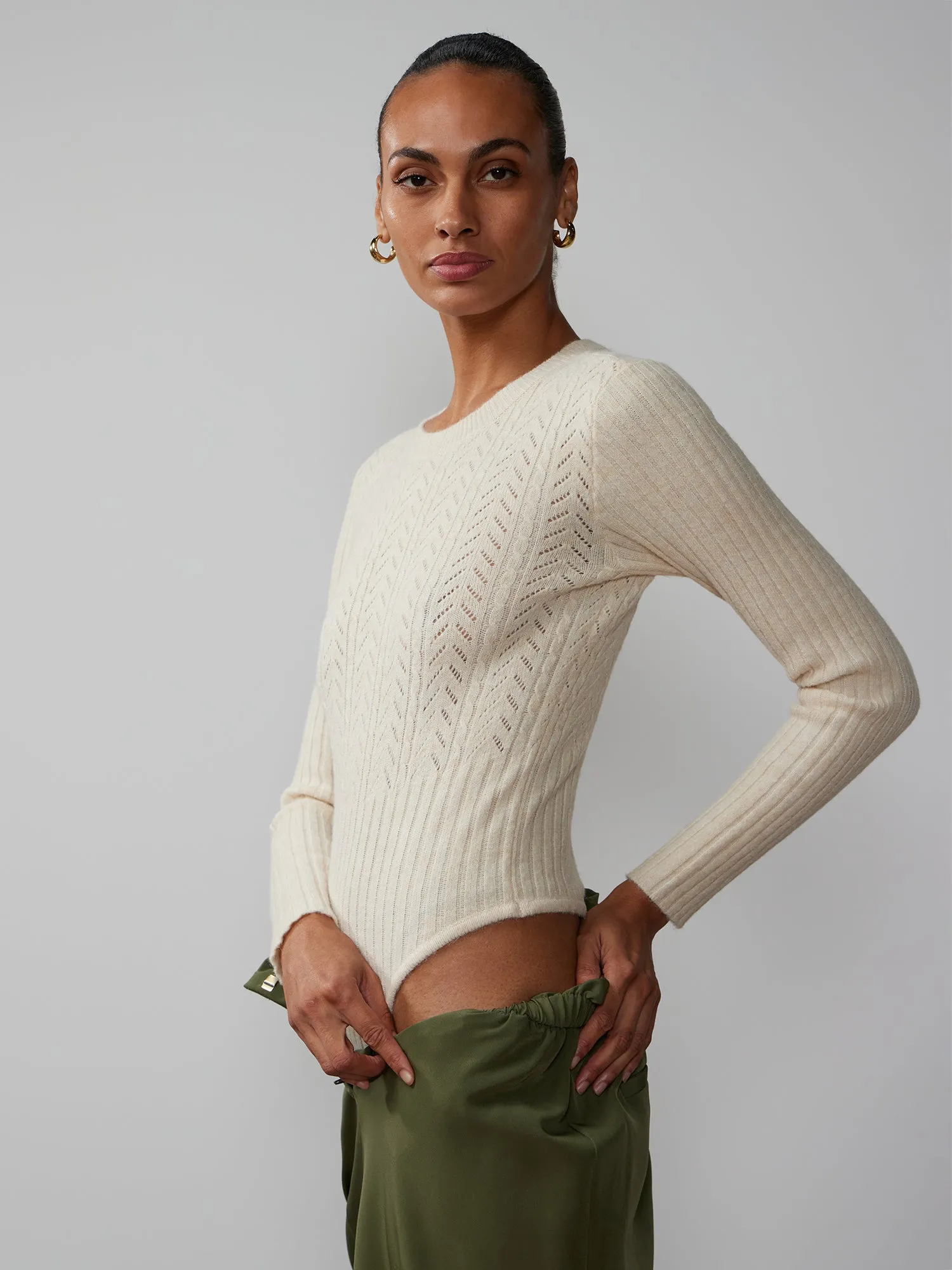 Pointelle Crew Neck Bodysuit