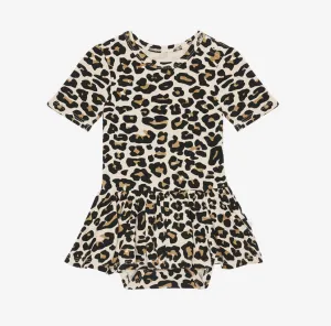 Posh Peanut Short Sleeve Twirl Skirt Bodysuit - Lana Leopard