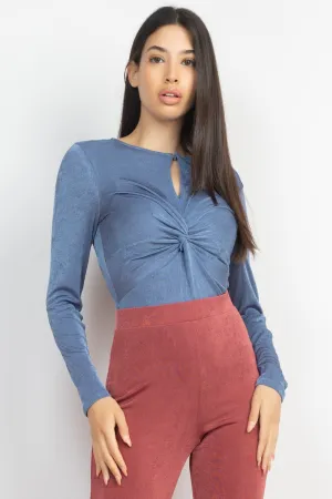 Pretty Blue Twist Front Bodysuit