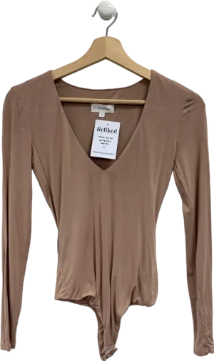 Privacy Please Tan Long Sleeve Bodysuit UK XS