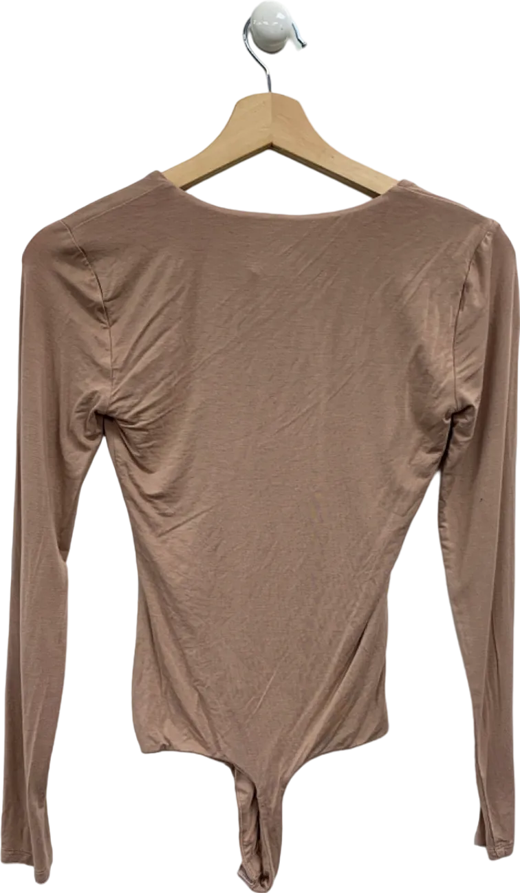 Privacy Please Tan Long Sleeve Bodysuit UK XS