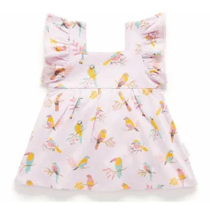 Purebaby Ruffle Dress Bodysuit - Parrot Print