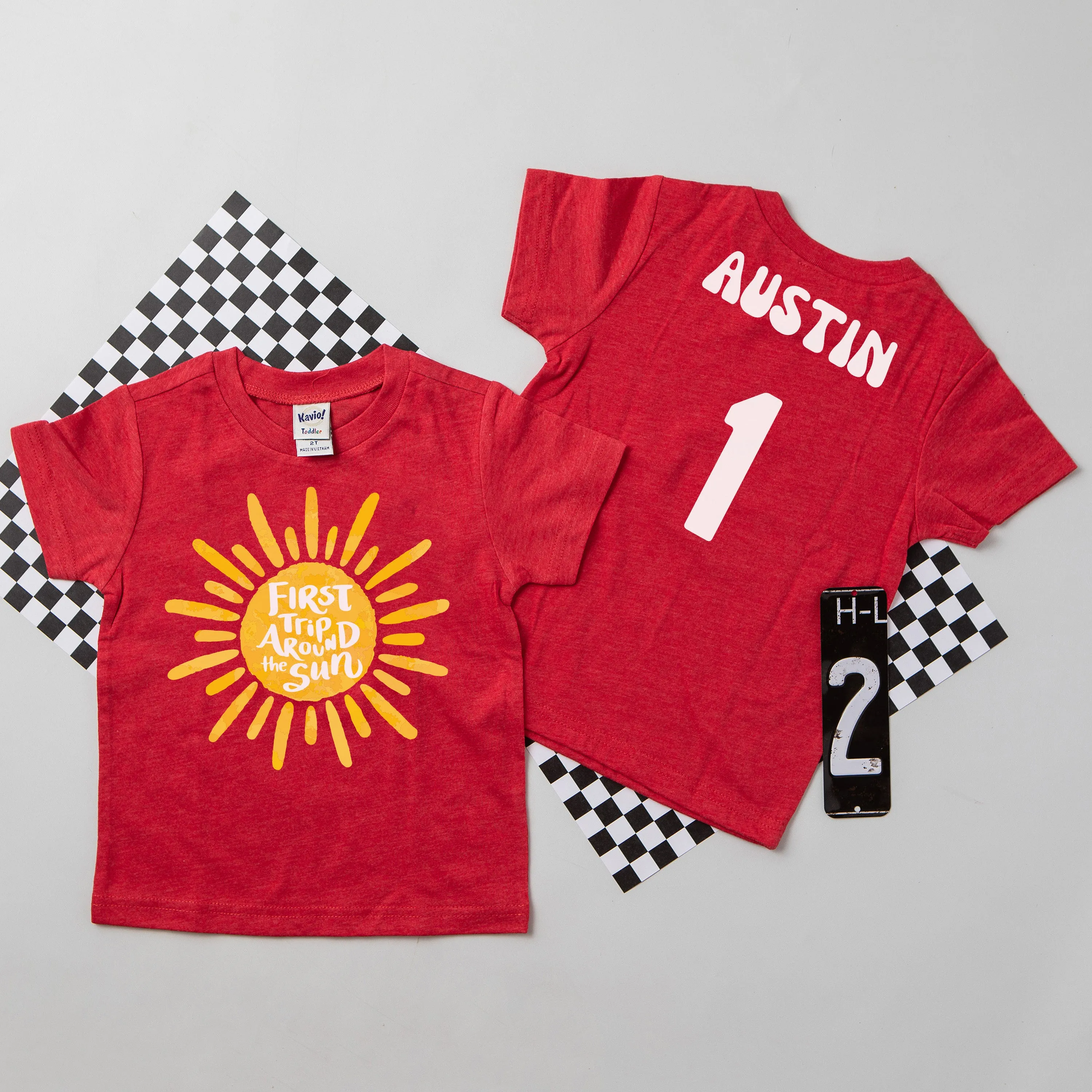 "First Trip Around the Sun" Personalized 1st Birthday Outfit T-shirt/Bodysuit