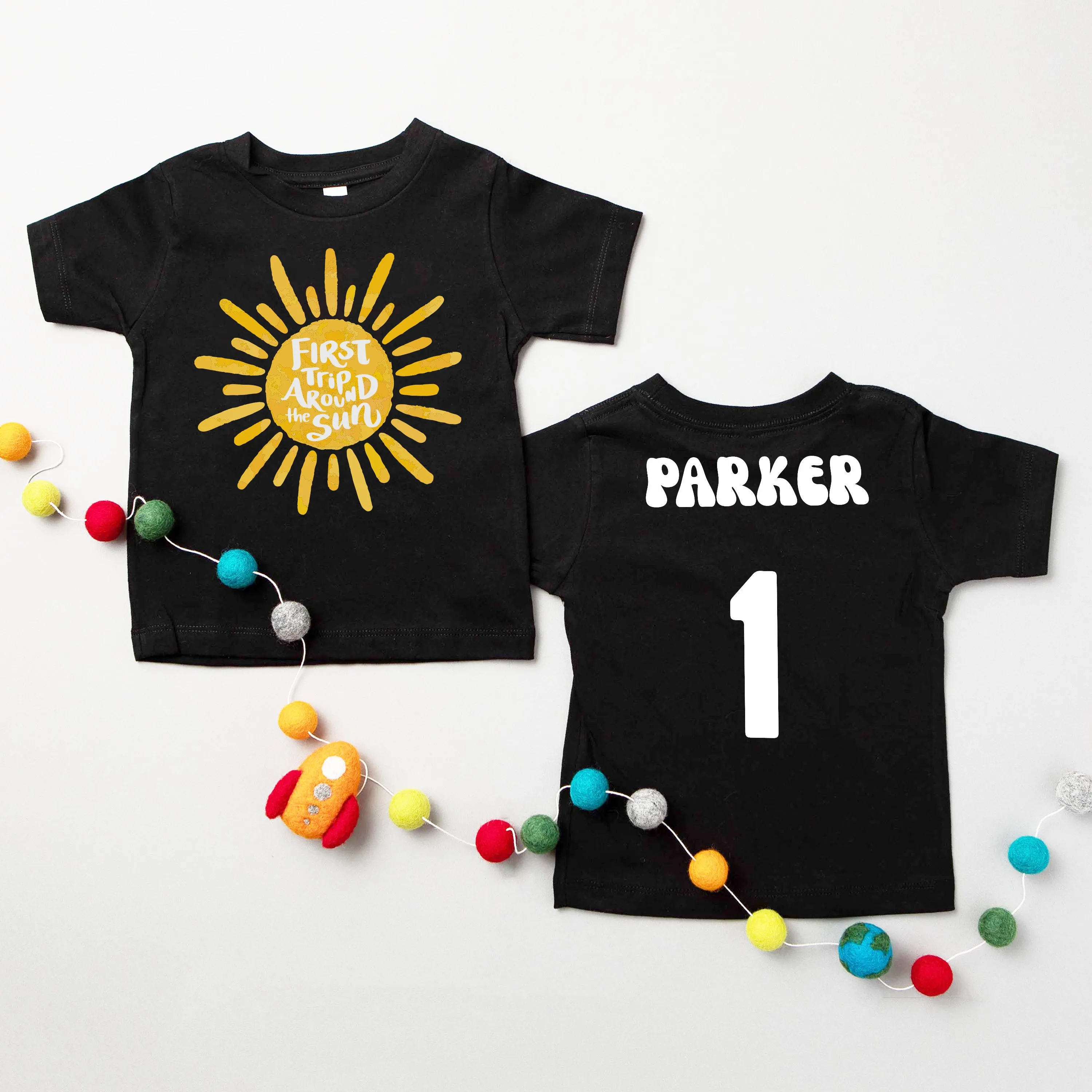 "First Trip Around the Sun" Personalized 1st Birthday Outfit T-shirt/Bodysuit