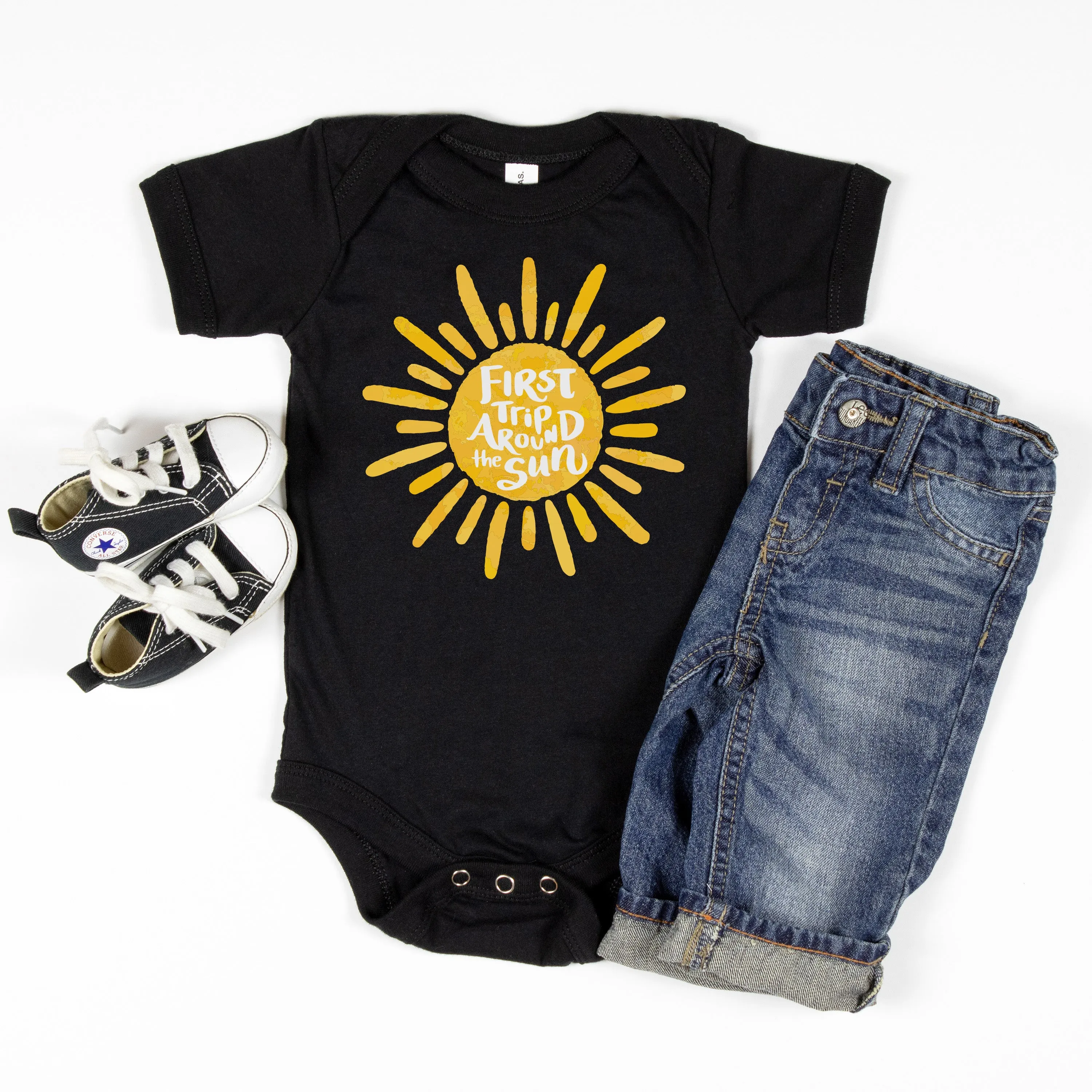 "First Trip Around the Sun" Personalized 1st Birthday Outfit T-shirt/Bodysuit