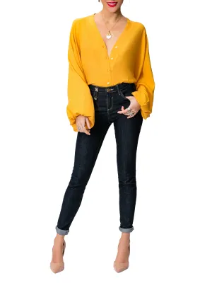 "Nora" Mustard Bell Sleeve Bodysuit