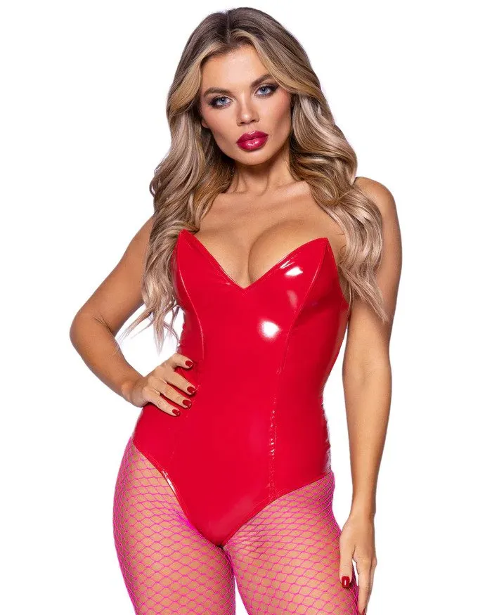 Red Sinful Boned Bodysuit