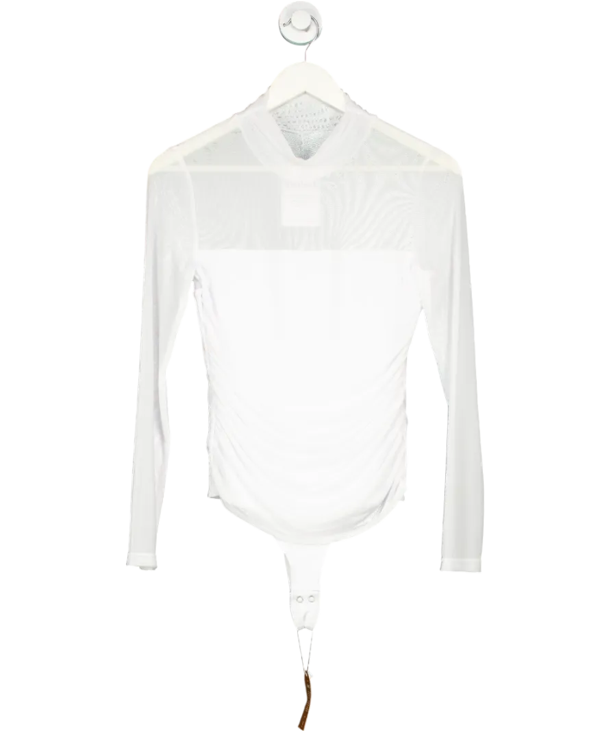 Reoria White High Neck Mesh Bodysuit UK M