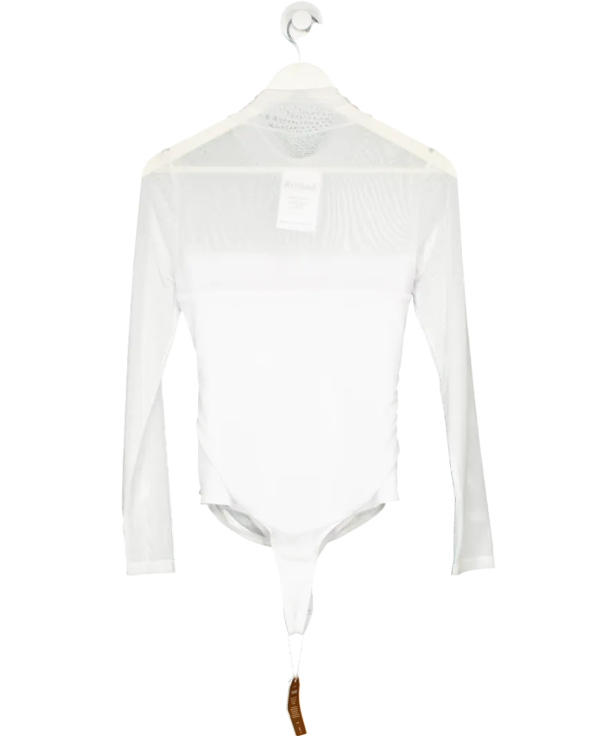 Reoria White High Neck Mesh Bodysuit UK M