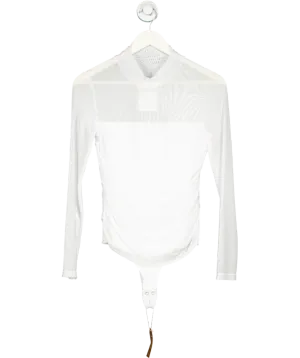 Reoria White High Neck Mesh Bodysuit UK M