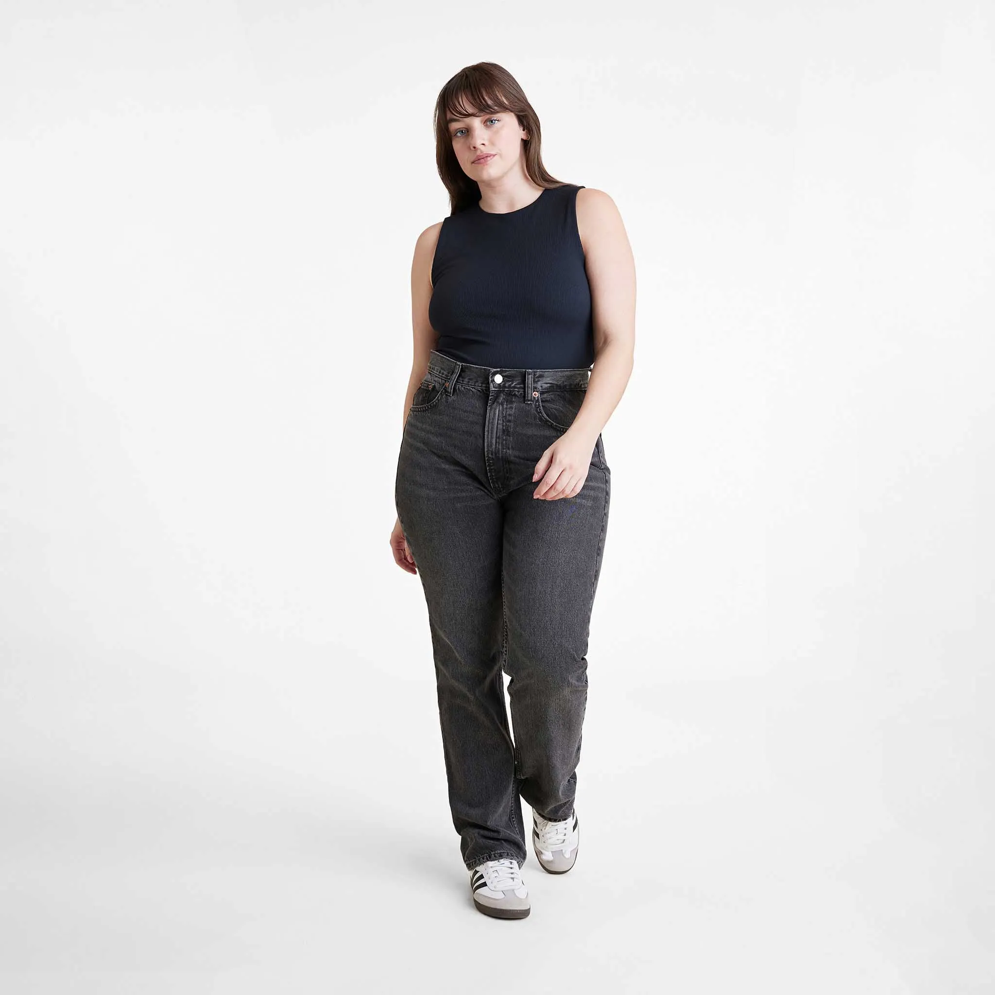 Ribbed Crewneck Tank Bodysuit | Black