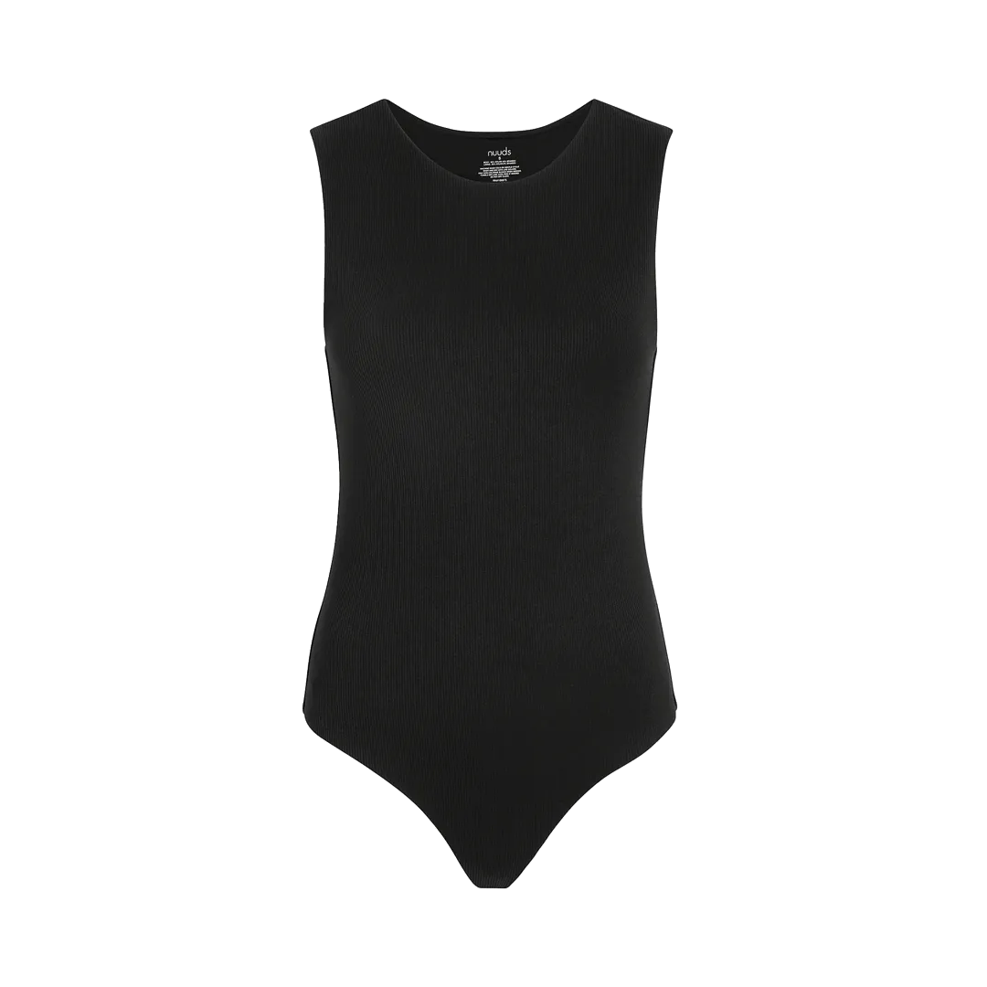 Ribbed Crewneck Tank Bodysuit | Black