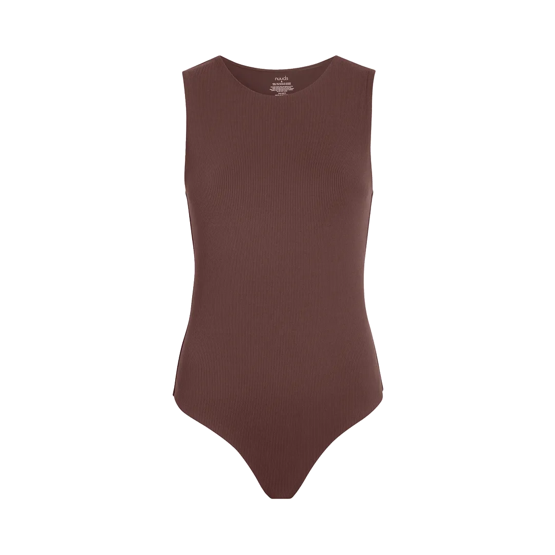 Ribbed Crewneck Tank Bodysuit | Coffee