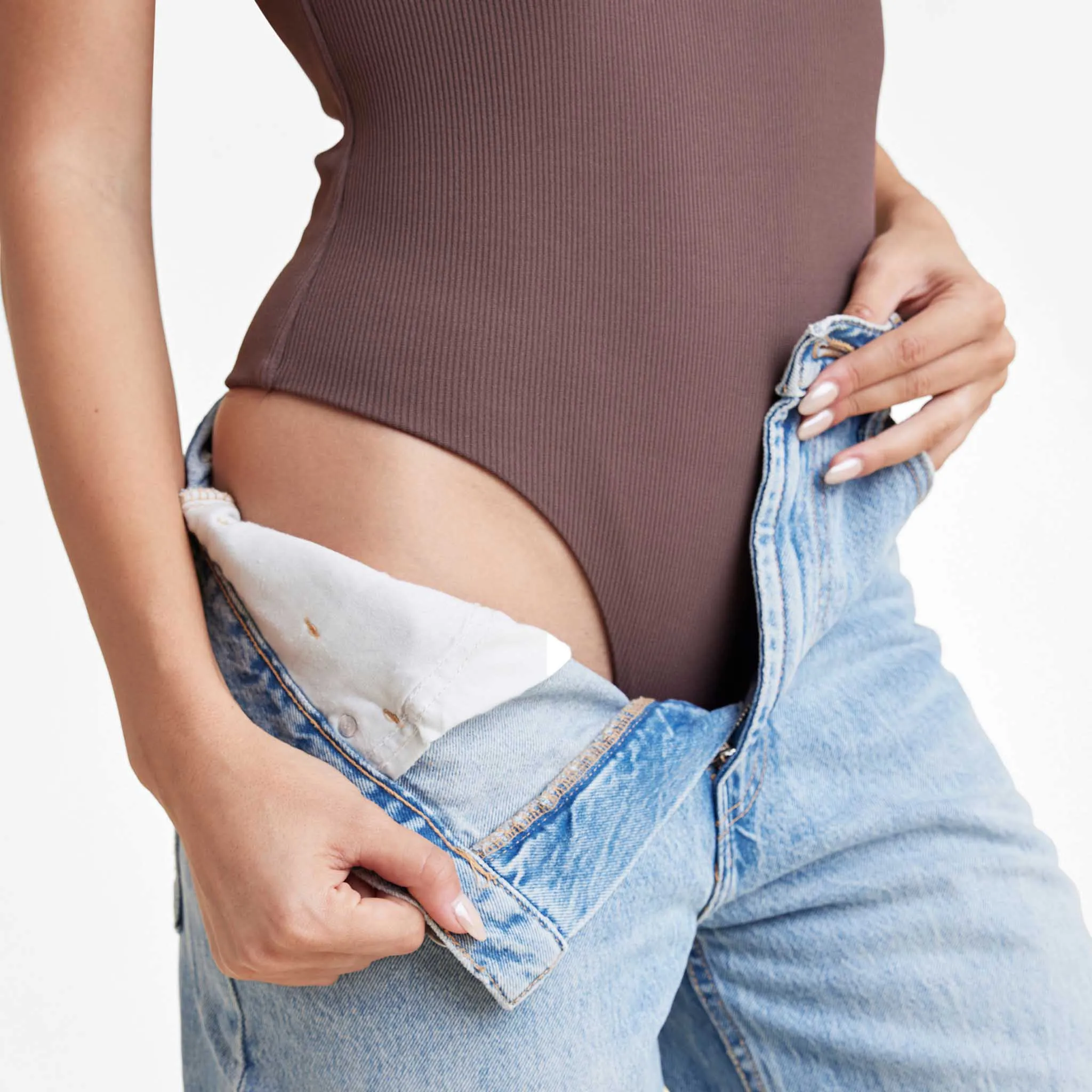Ribbed Crewneck Tank Bodysuit | Coffee