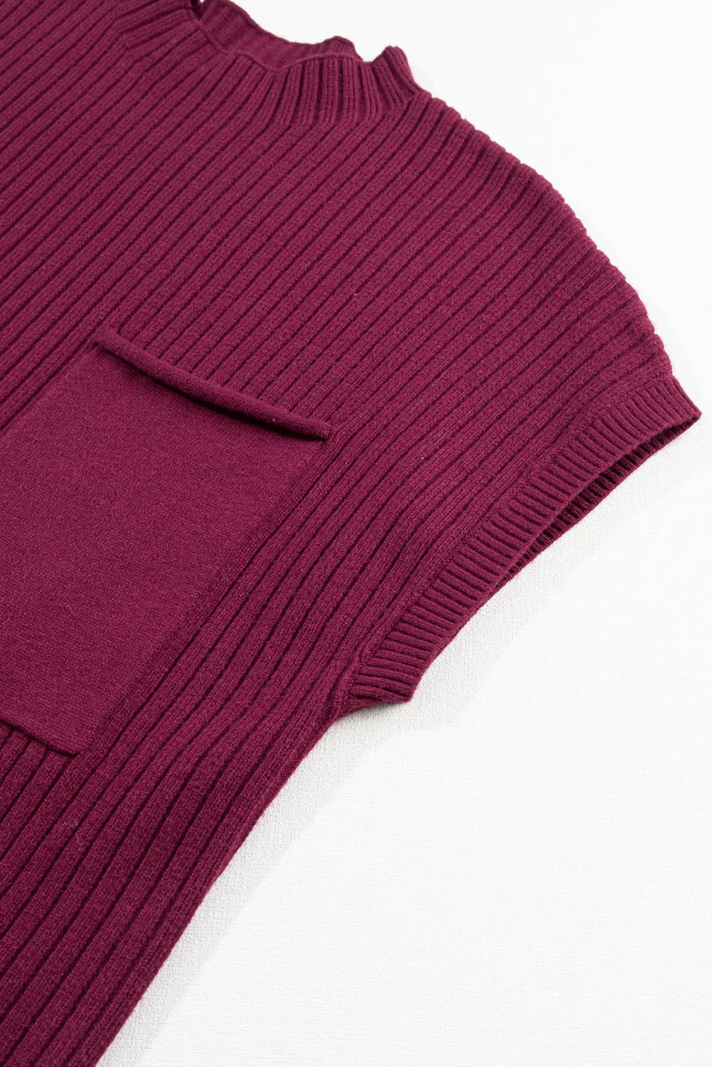 Ribbed Knit Short Sleeve Sweater Dress