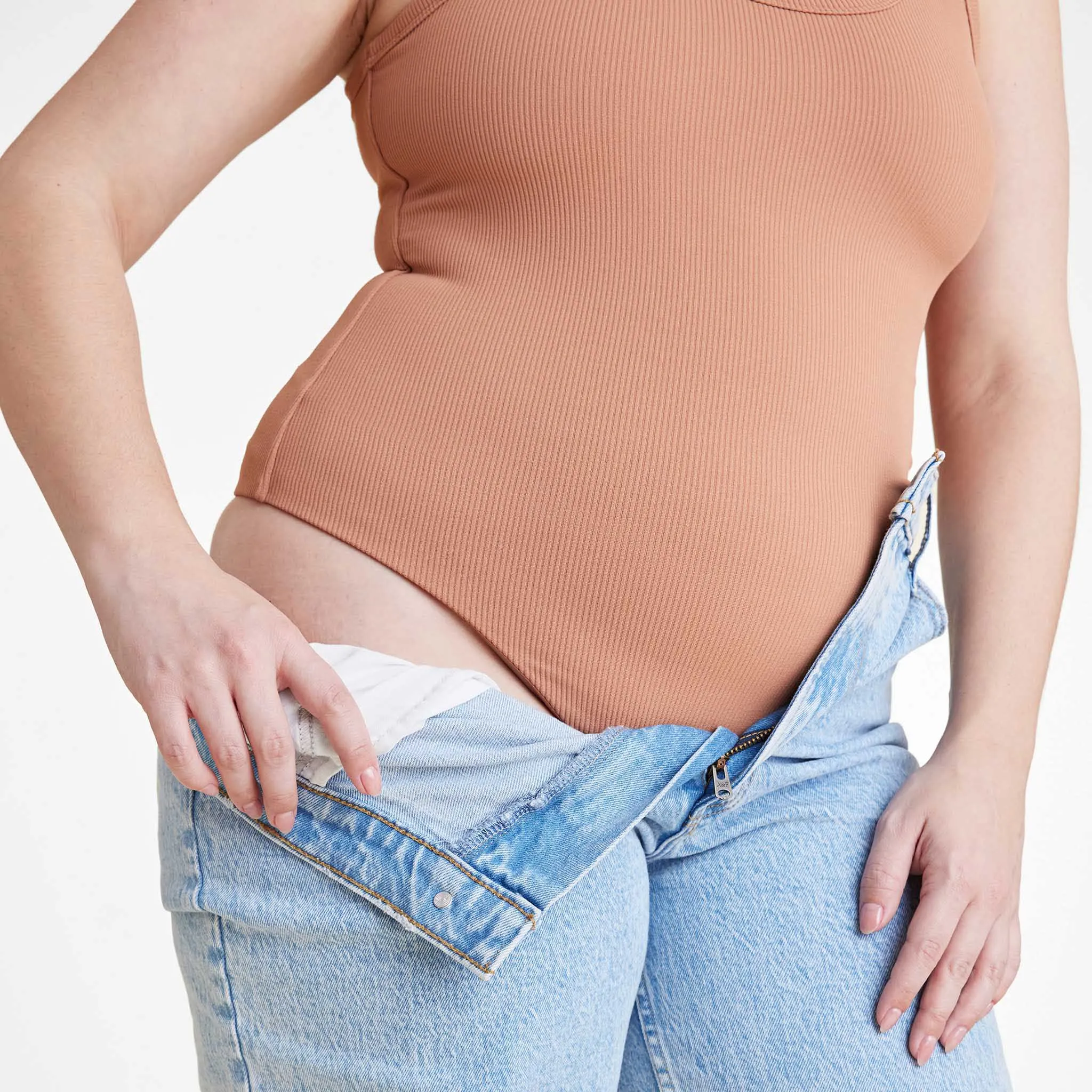 Ribbed Scoop Tank Bodysuit | Clay
