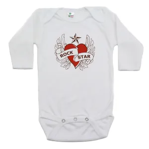 Rockstar Baby Heart Long Sleeve 100% Cotton Bodysuit