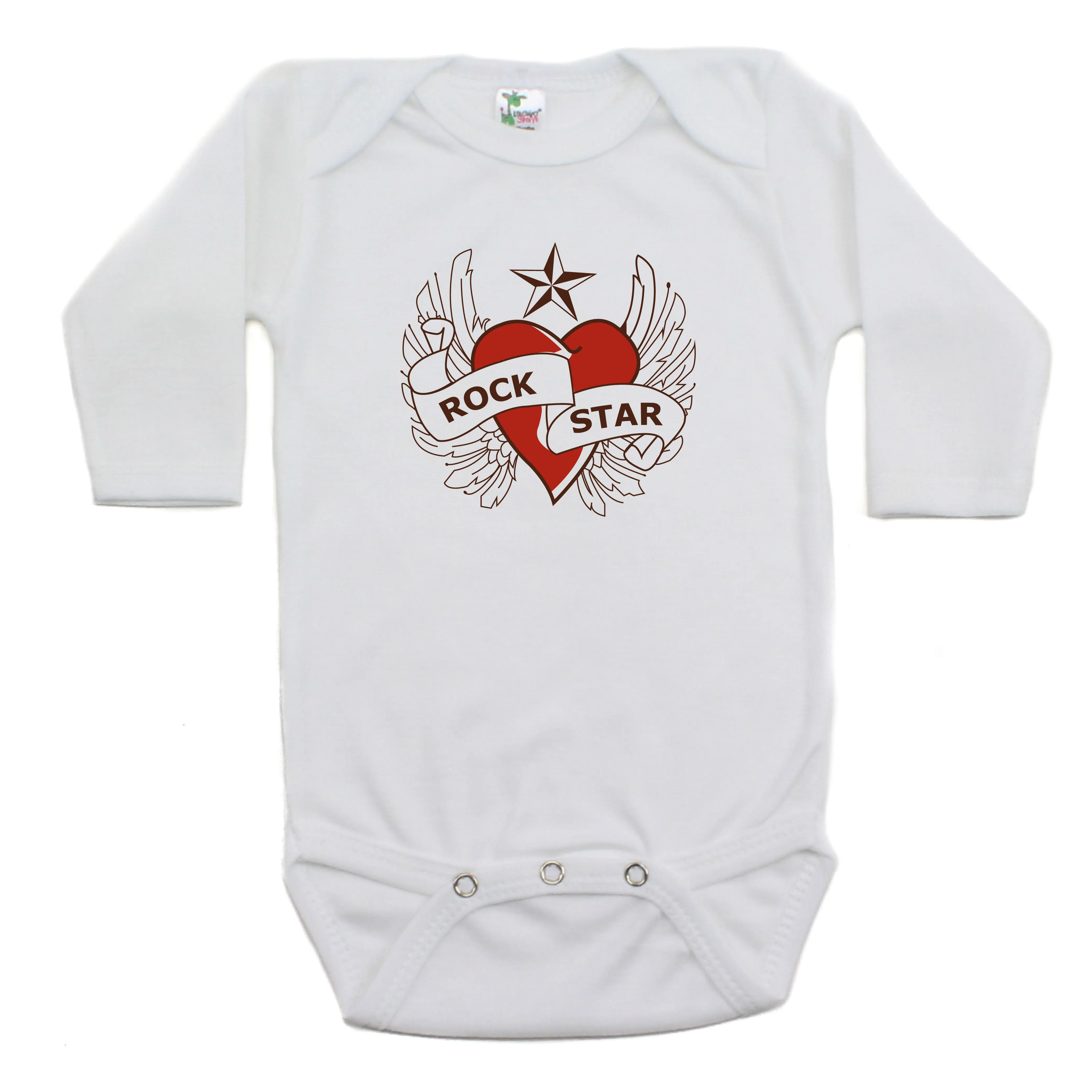 Rockstar Baby Heart Long Sleeve 100% Cotton Bodysuit
