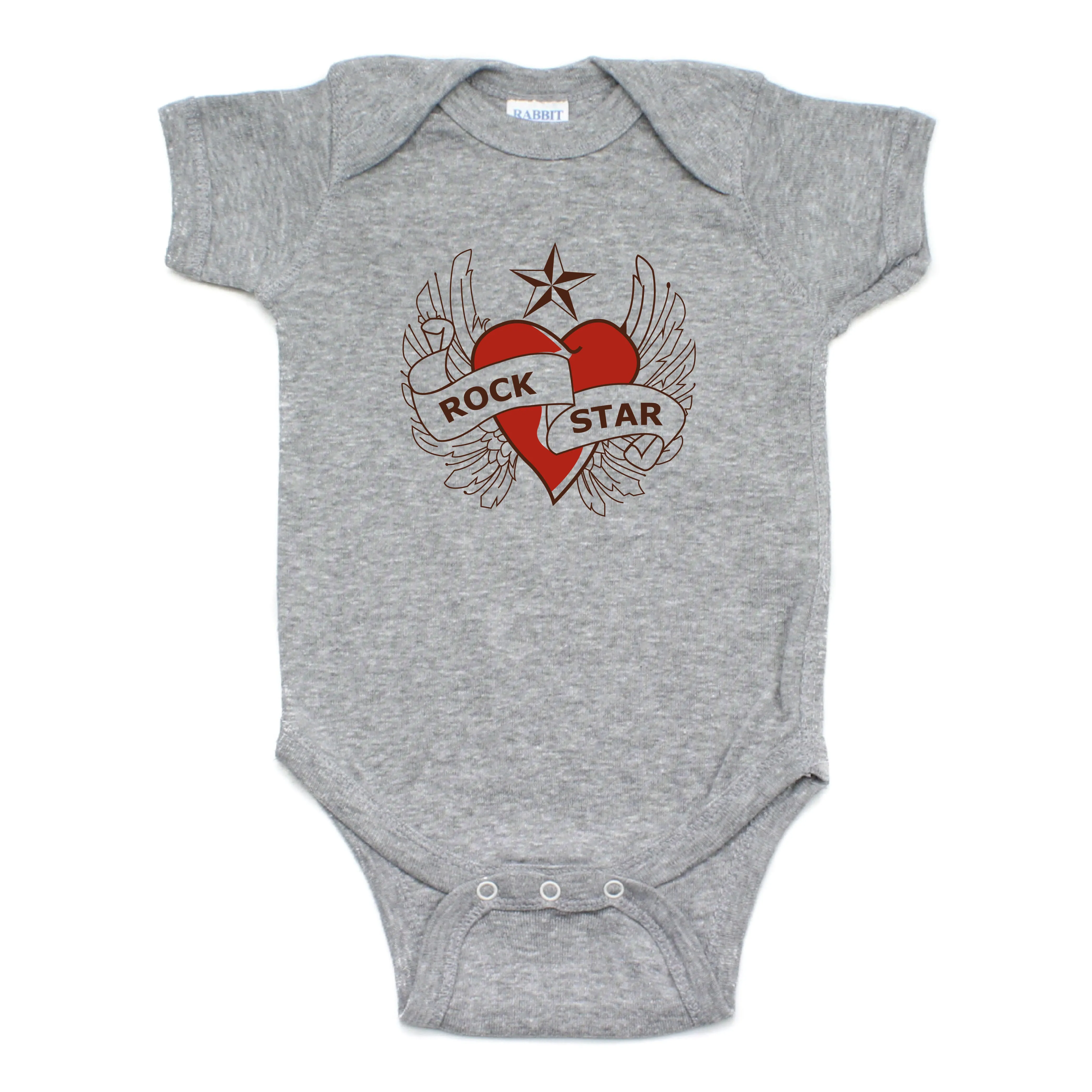 Rockstar Baby Heart Short Sleeve 100% Cotton Bodysuit