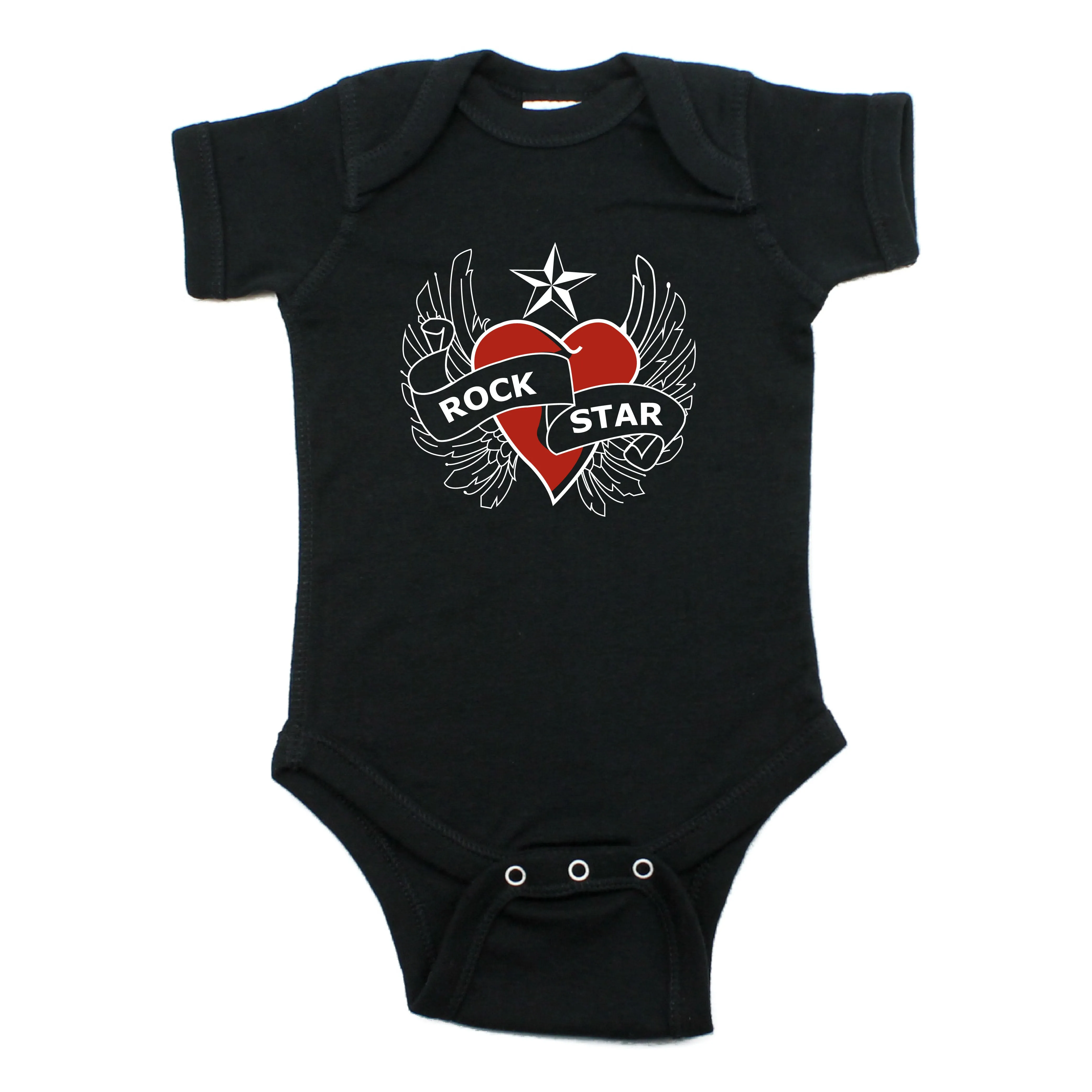 Rockstar Baby Heart Short Sleeve 100% Cotton Bodysuit