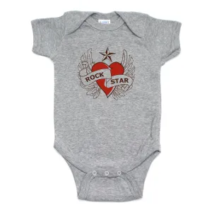 Rockstar Baby Heart Short Sleeve 100% Cotton Bodysuit