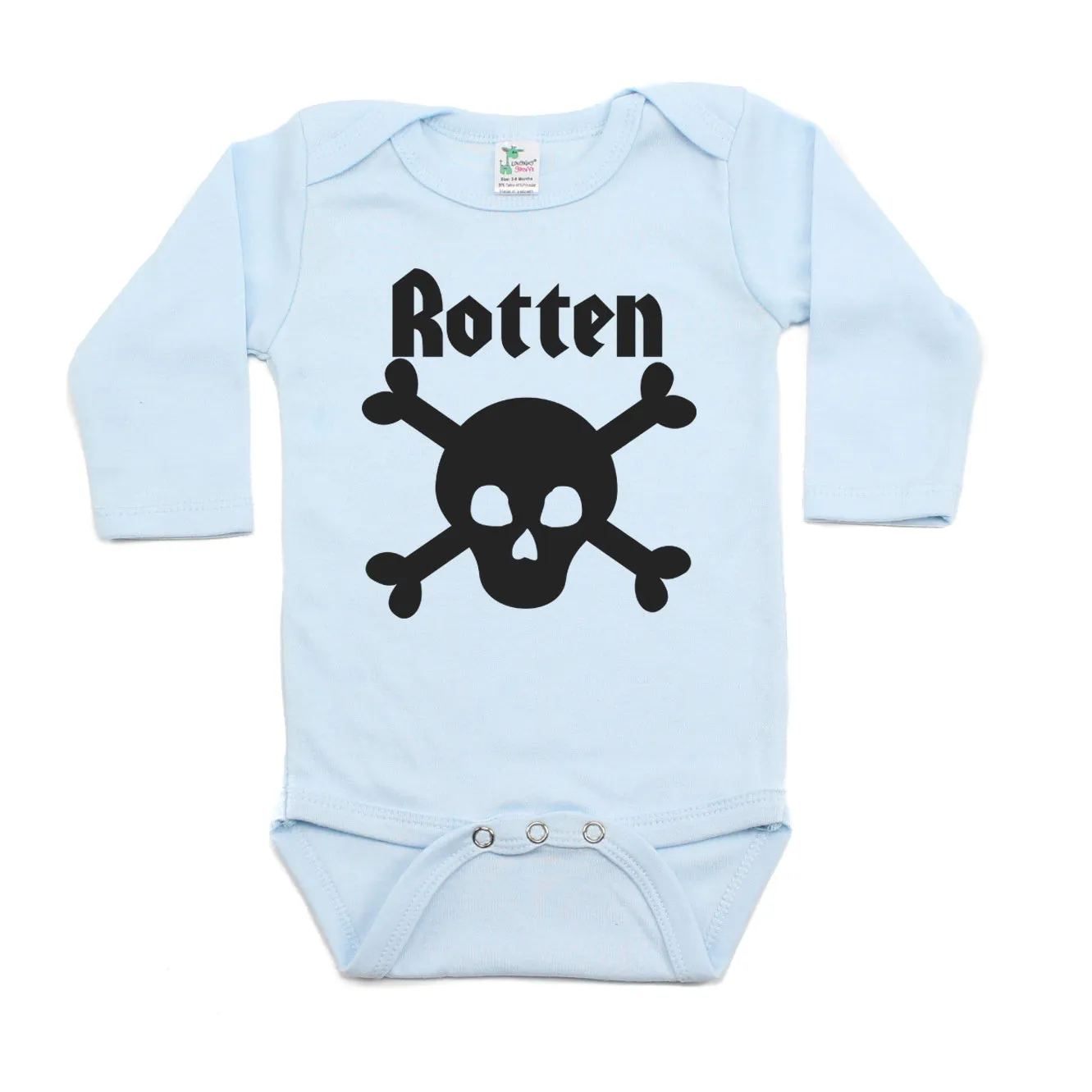 Rotten Skull & Crossbones Long Sleeve Baby Infant Bodysuit