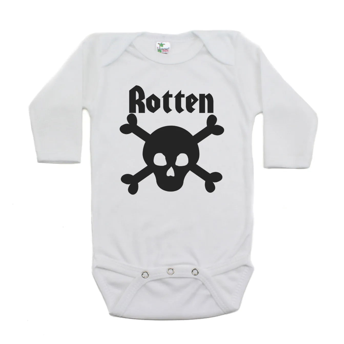 Rotten Skull & Crossbones Long Sleeve Baby Infant Bodysuit