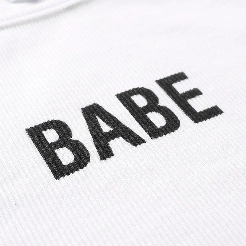 Round neck Long Sleeve Bodysuit with 'Babe' print