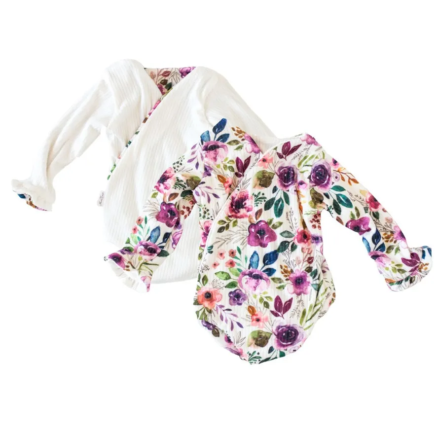 RUFFLE CUFF LONG SLEEVE WINGED BODYSUIT