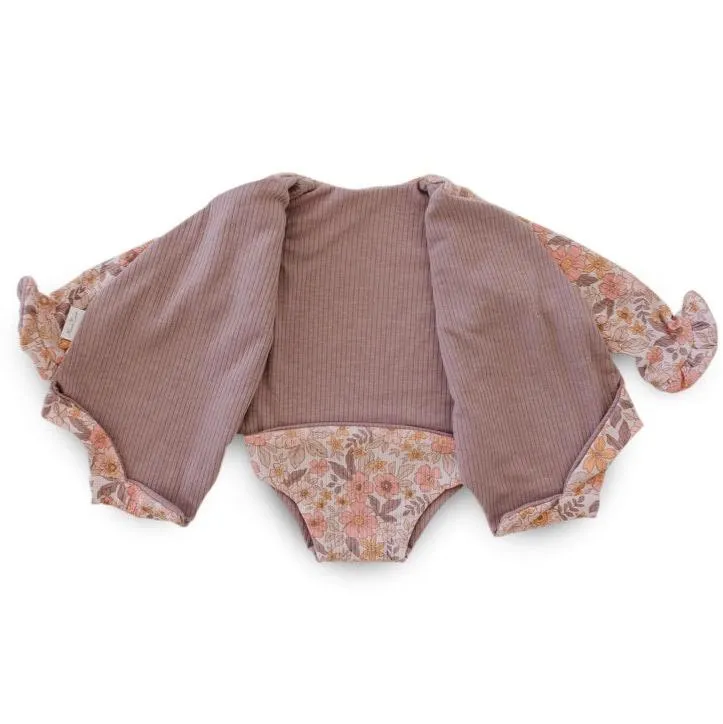 RUFFLE CUFF LONG SLEEVE WINGED BODYSUIT