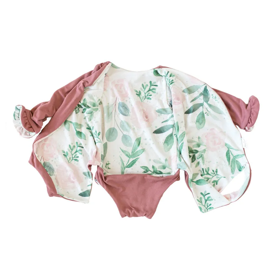 RUFFLE CUFF LONG SLEEVE WINGED BODYSUIT