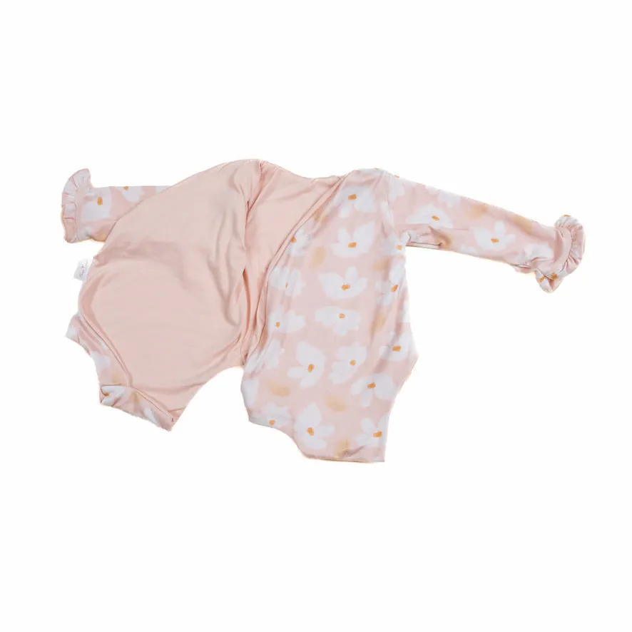 RUFFLE CUFF LONG SLEEVE WINGED BODYSUIT