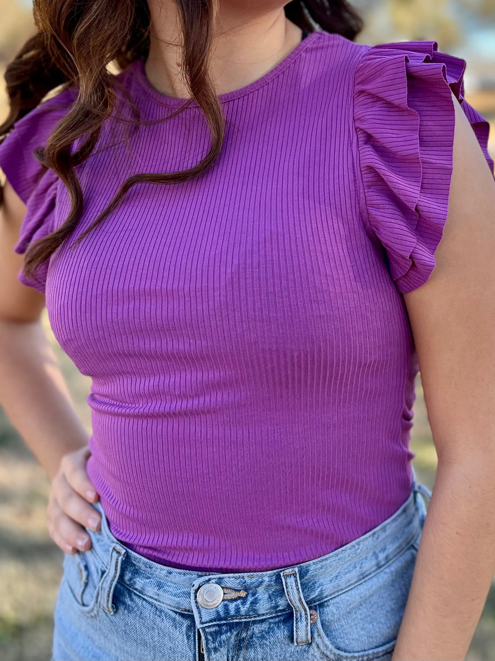 Ruffle Sleeve Bodysuit- 4 Colors