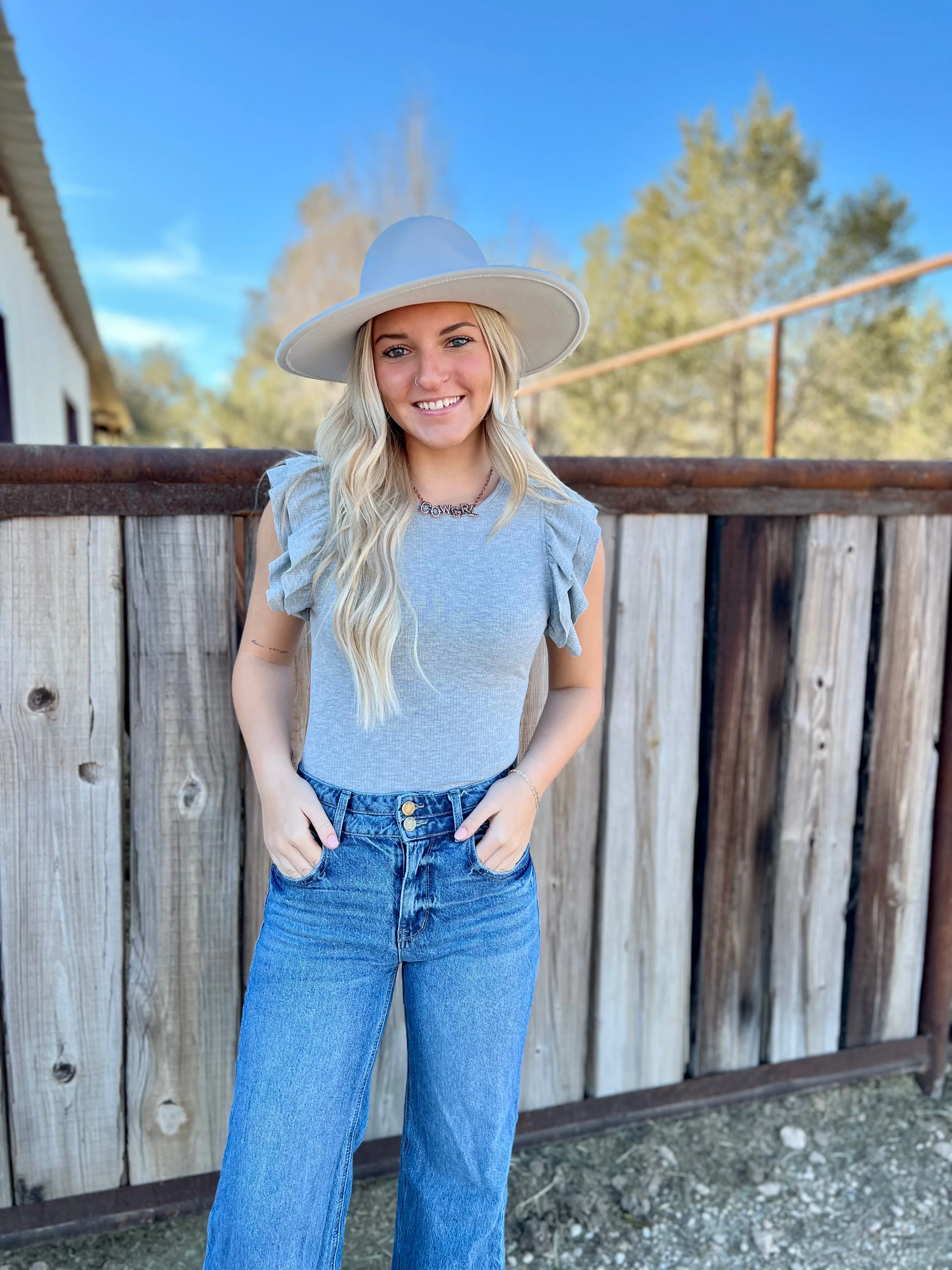 Ruffle Sleeve Bodysuit- 4 Colors