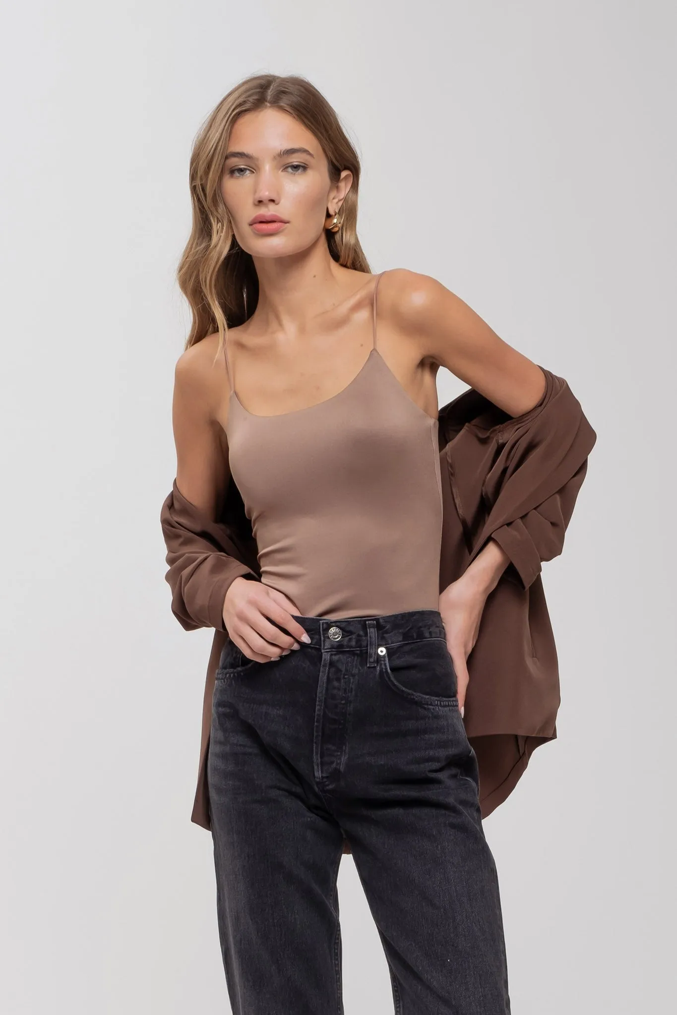 Ryan Thin Strap Seamless Knit Cami Bodysuit