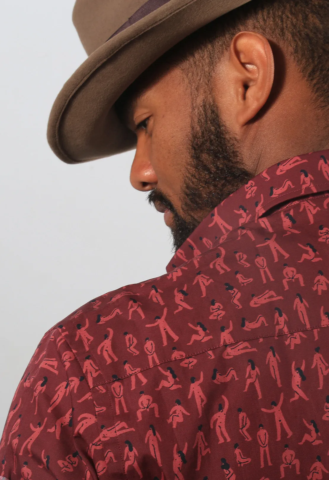 SARA MAESE SS Button-Down Shirt- BURGUNDY