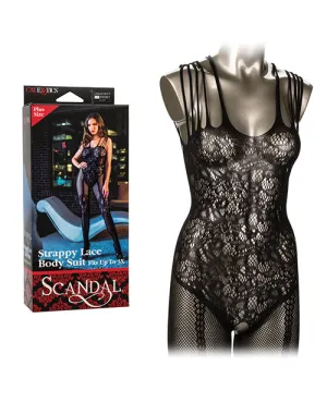 Scandal Plus Sie Strappy Lace Body Suit - Black