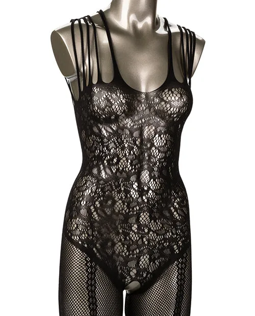 Scandal Plus Sie Strappy Lace Body Suit - Black