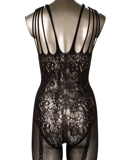 Scandal Plus Sie Strappy Lace Body Suit - Black