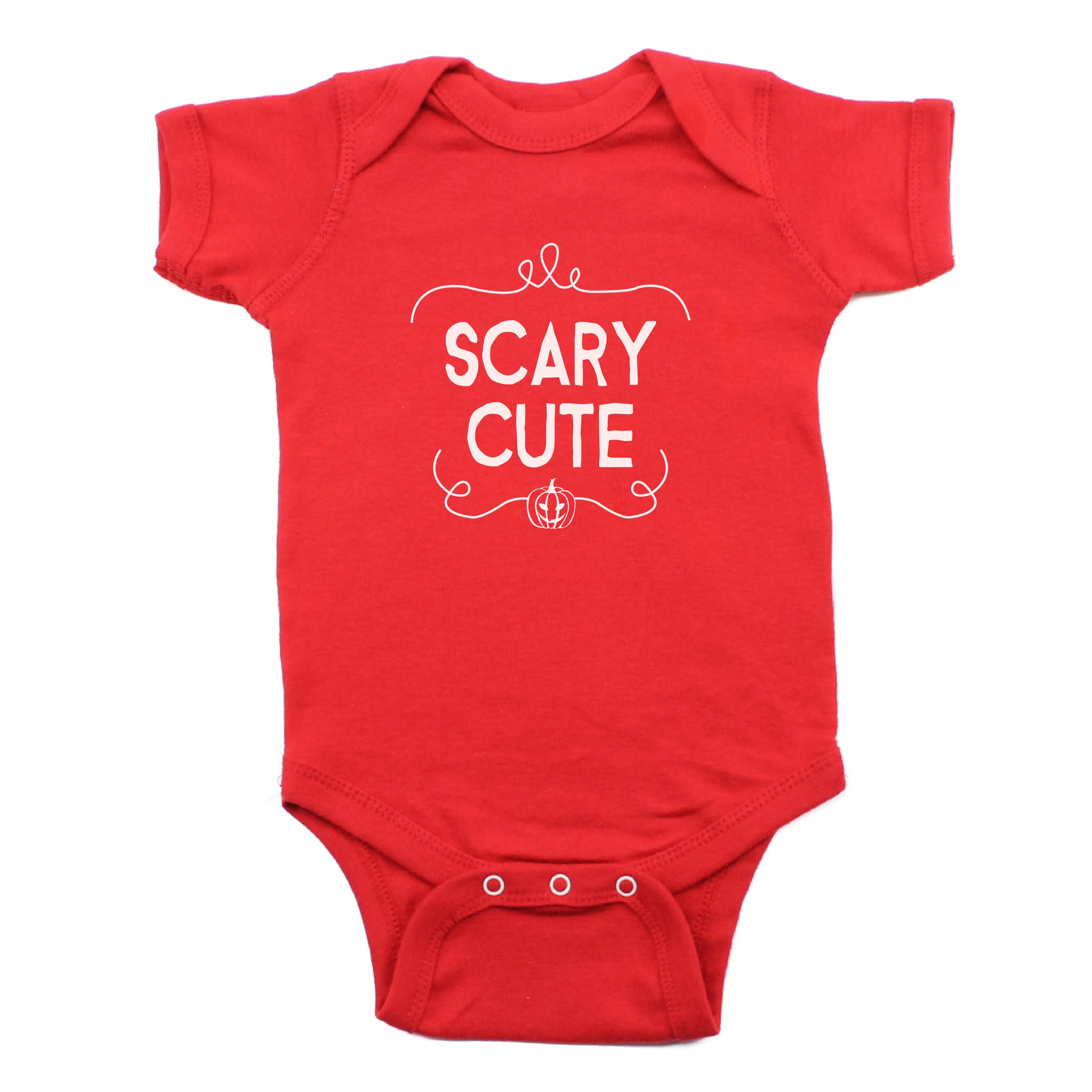 Scary Cute Halloween Pumpkin Short Sleeve Bodysuit