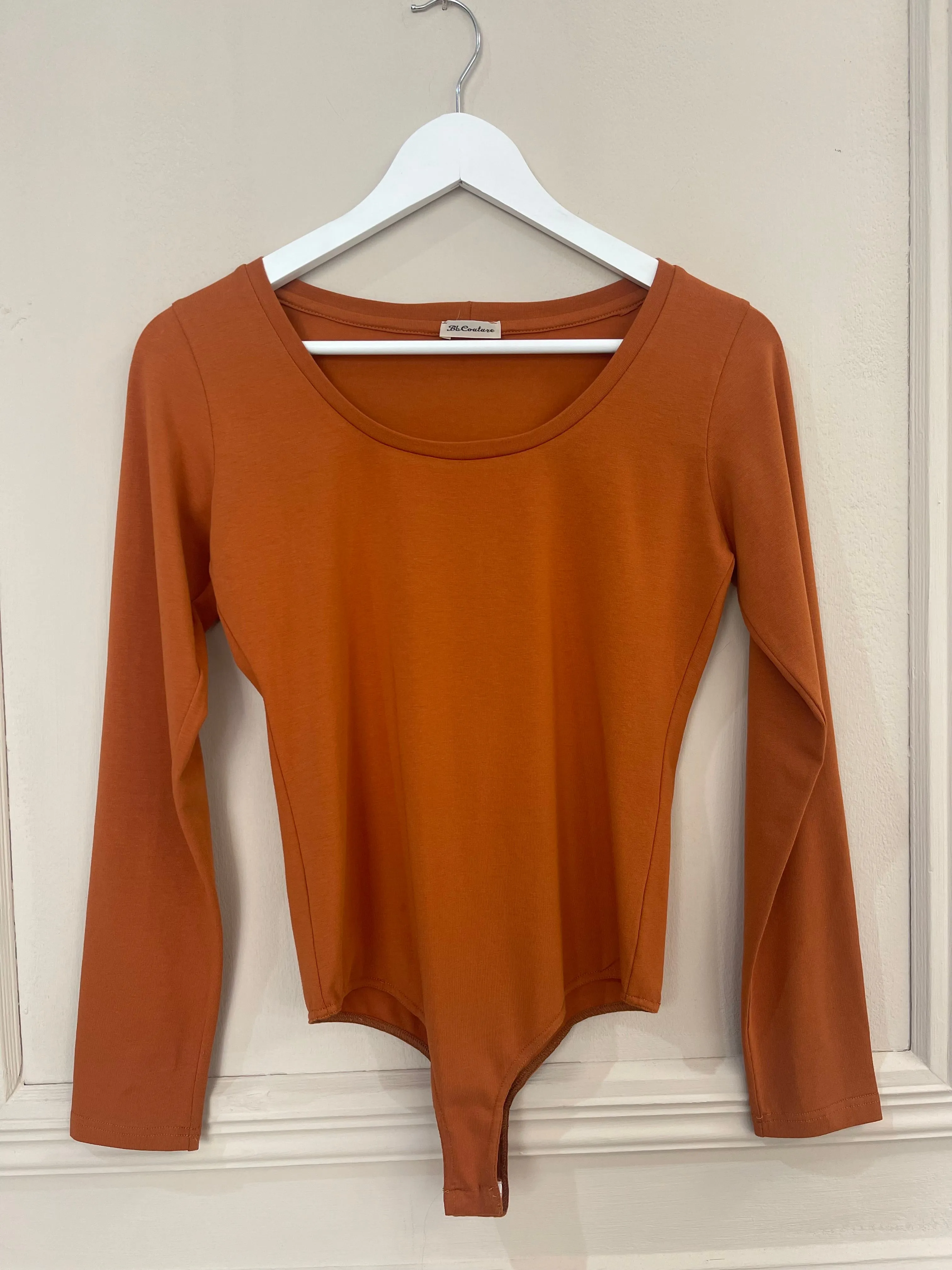 Scoop Neck Bodysuit Comfortable Top In Blue