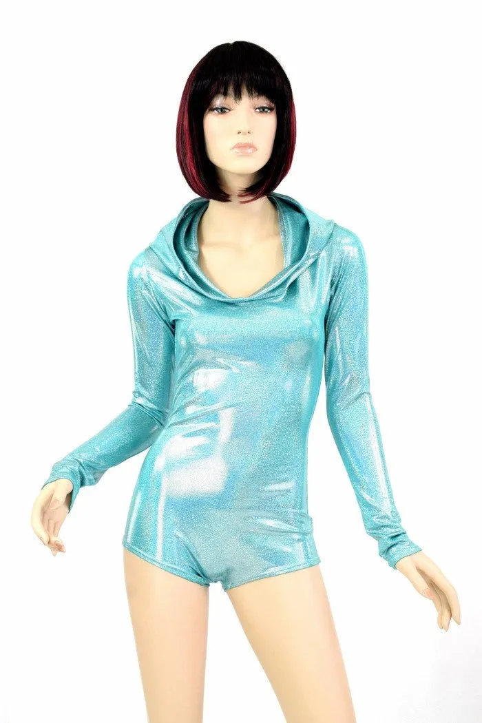 Seafoam Holographic Hoodie Romper