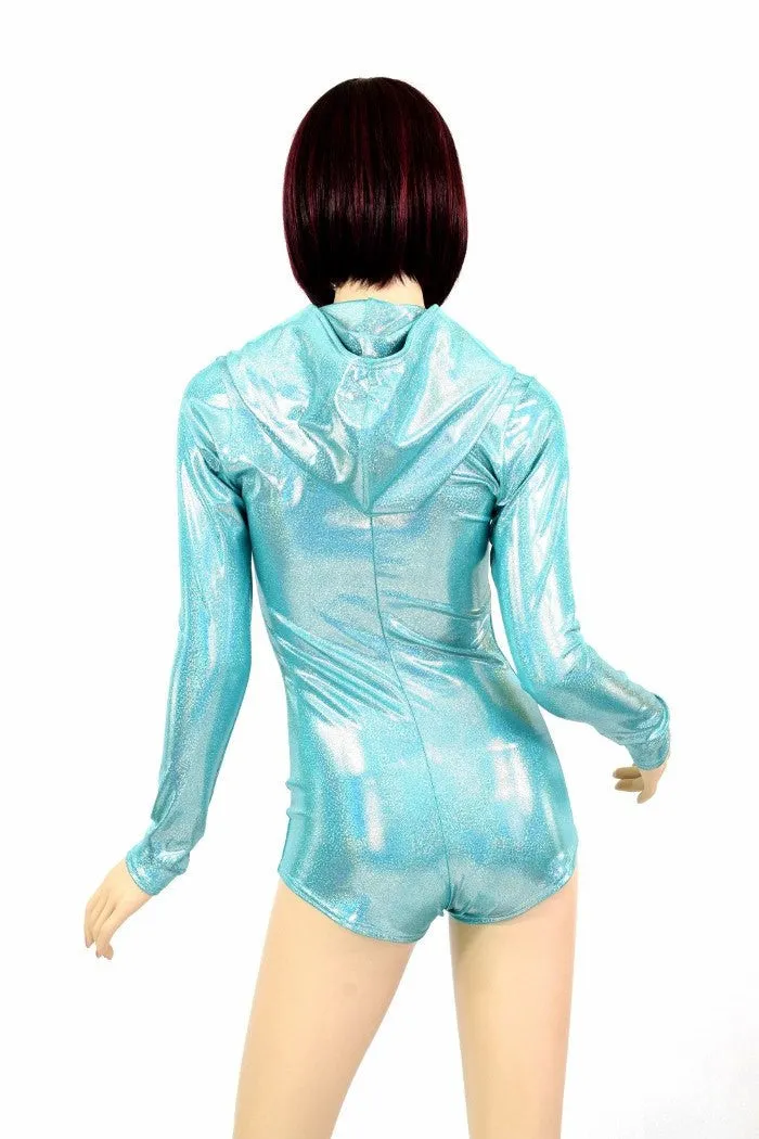 Seafoam Holographic Hoodie Romper