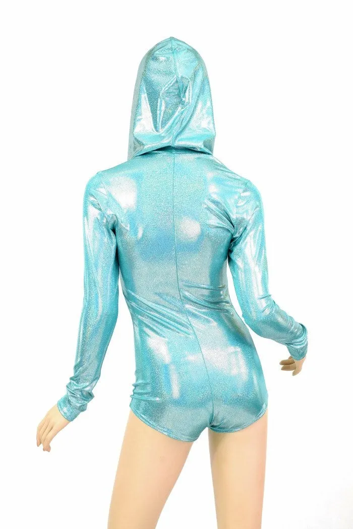 Seafoam Holographic Hoodie Romper