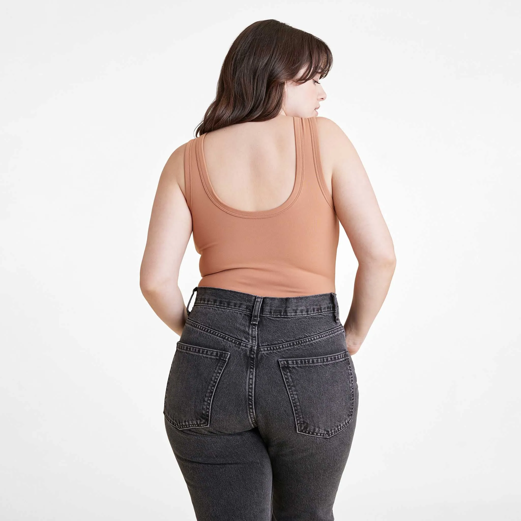 Seamless Scoop Tank Bodysuit | Clay
