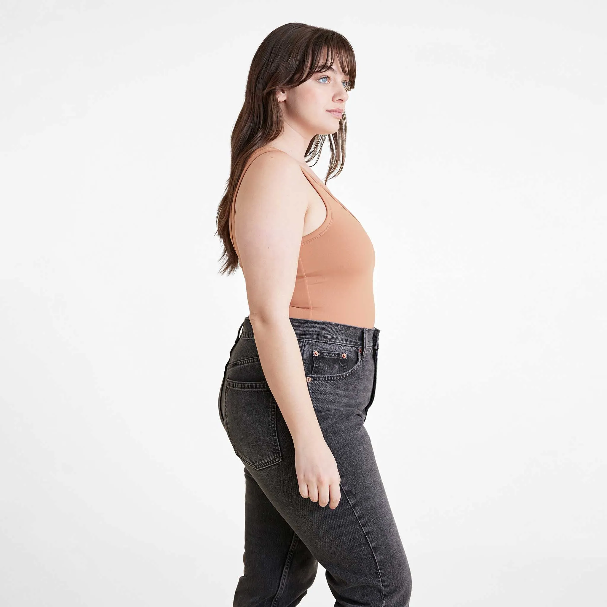 Seamless Scoop Tank Bodysuit | Clay