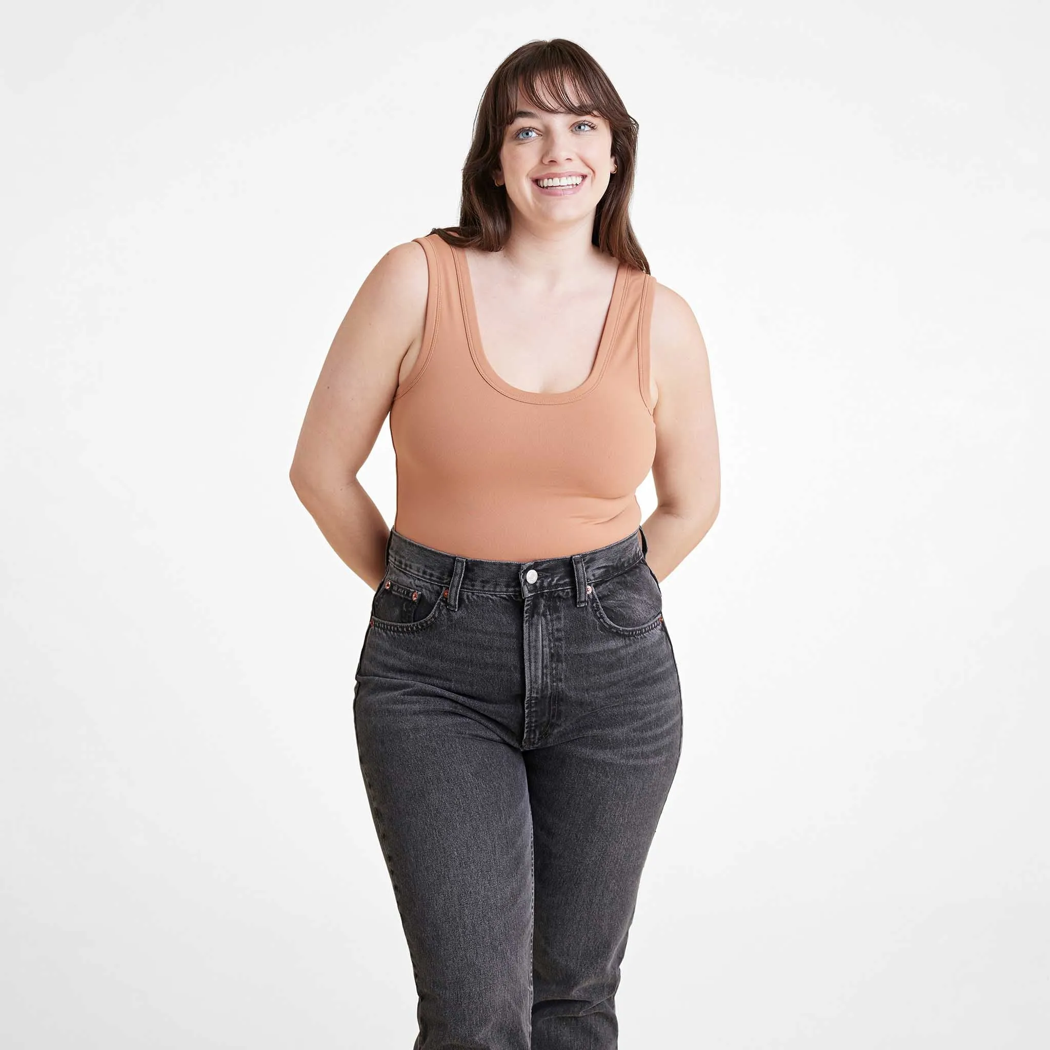 Seamless Scoop Tank Bodysuit | Clay