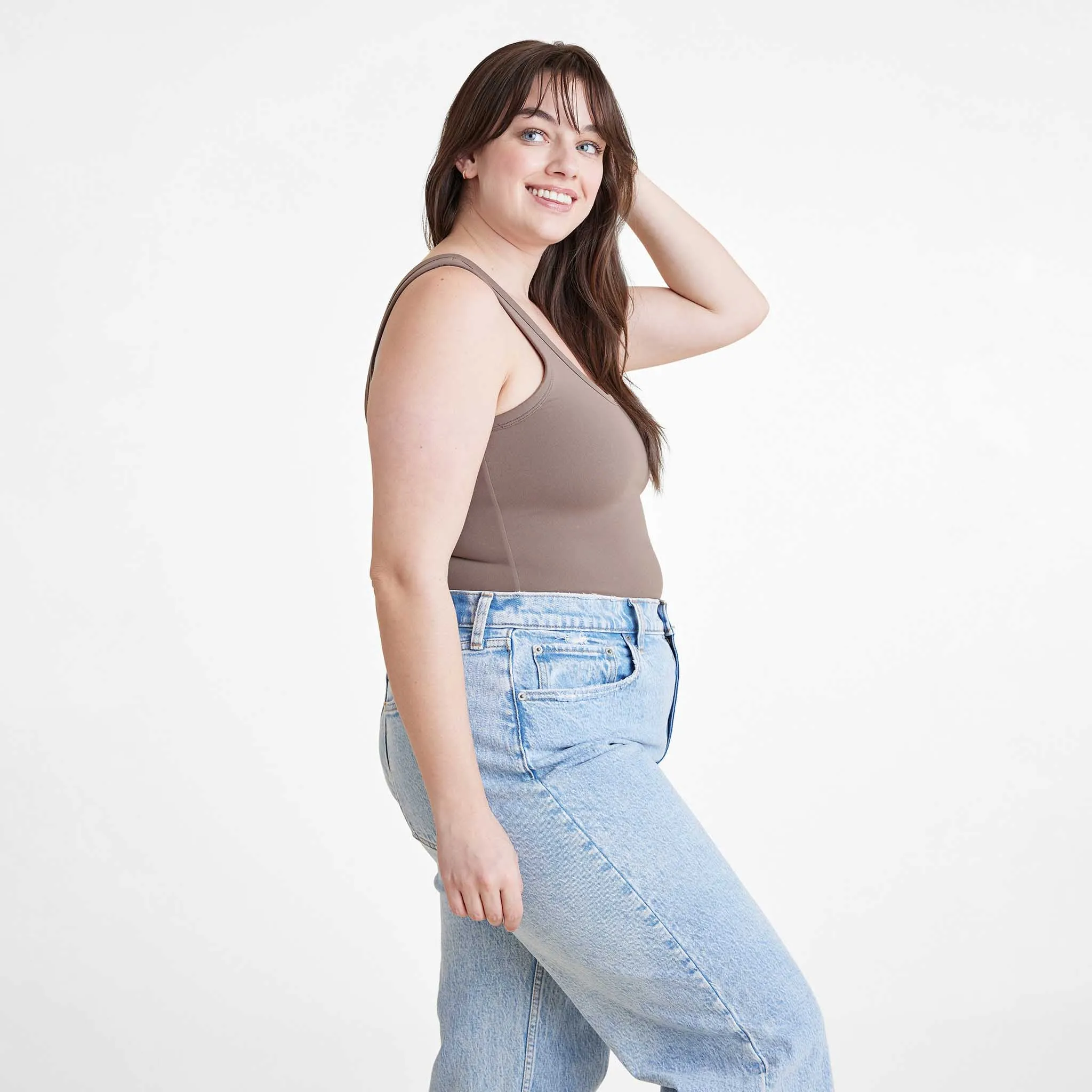 Seamless Scoop Tank Bodysuit | Mocha