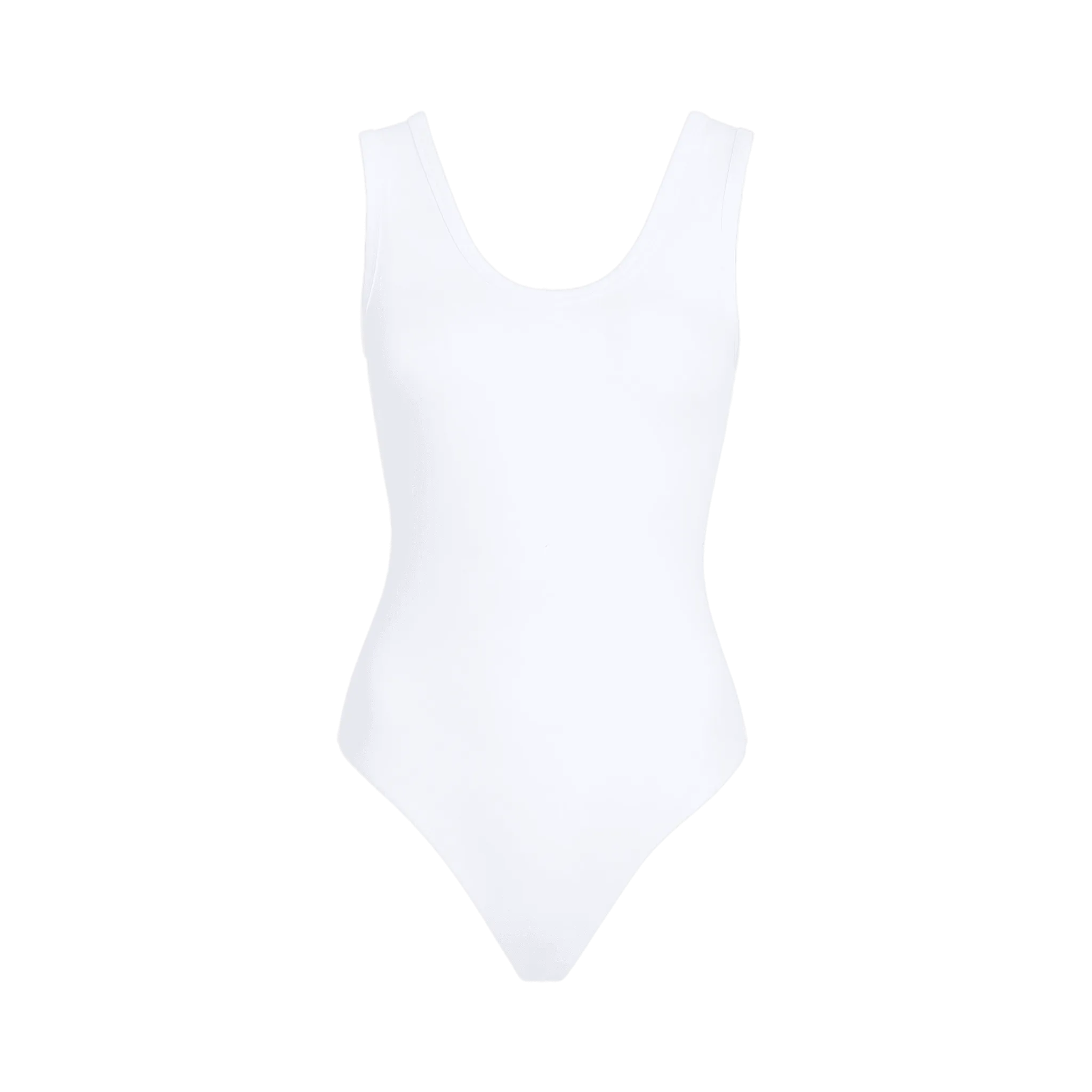 Seamless Scoop Tank Bodysuit | White